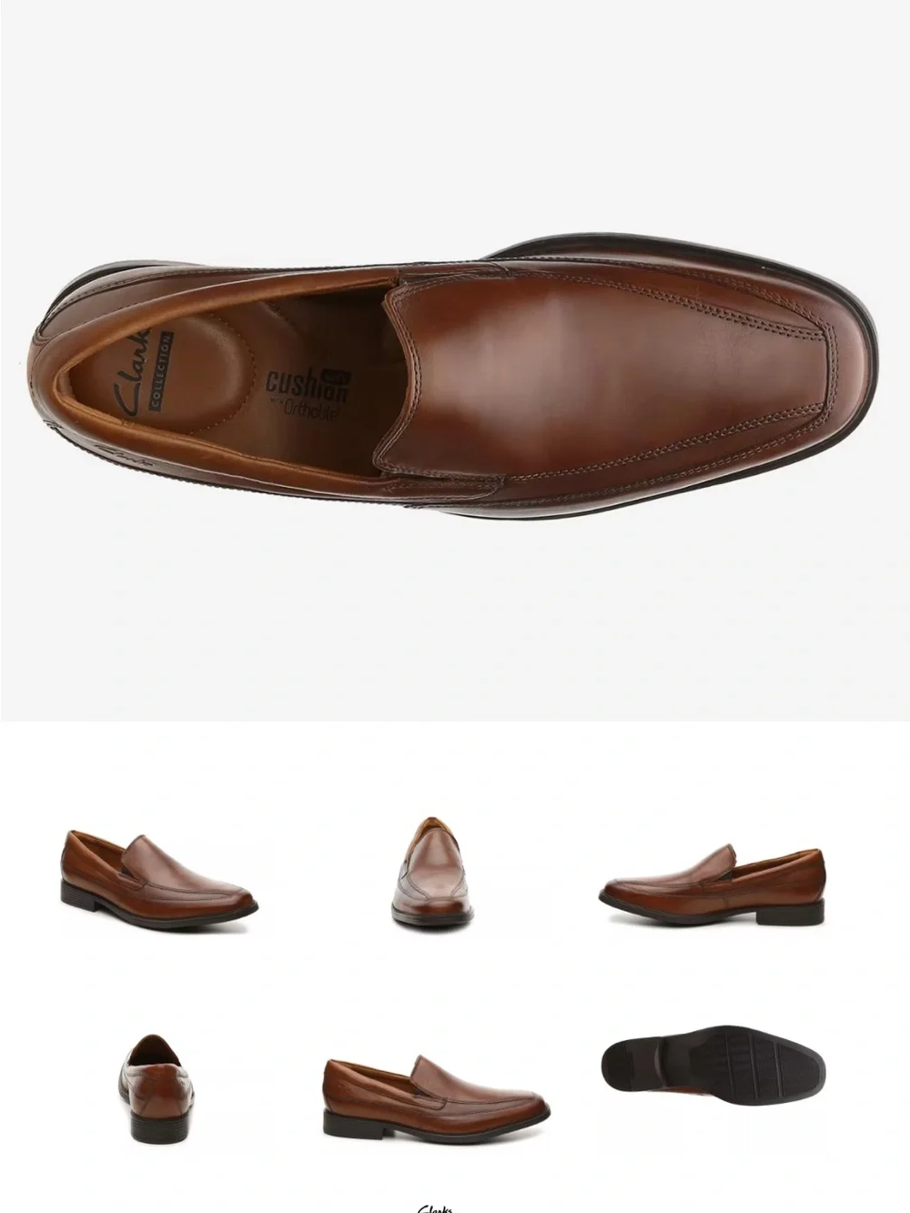 Clarks Men's Tan Leather Slip-On Loafers